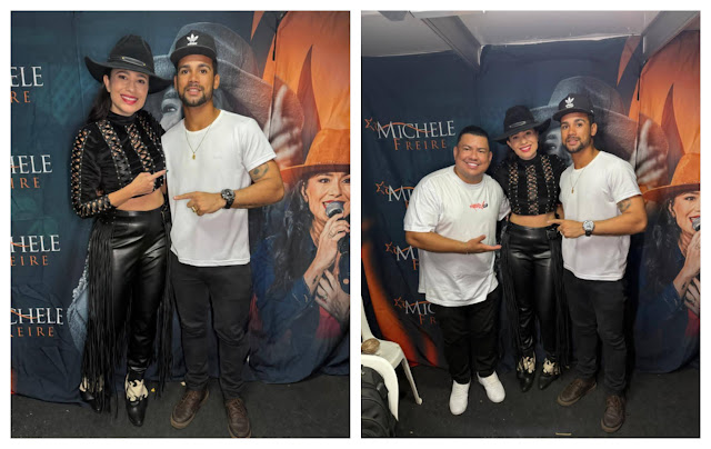 Na Foto com a Cantora Michele Freire a Capixaba os Amigos da Cantora o Influenciador Thiago Capixaba, aparece para poder prestigiar, junto a emissora Guarapari Acontece do Júnior Reis.